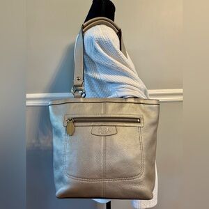 Coach Penelope Metallic Pebbled Leather Shoulder Bag